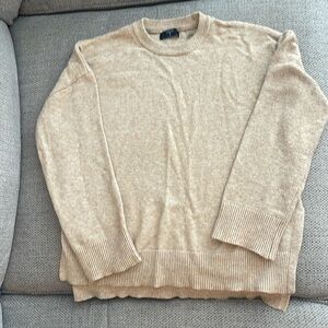 T Tahari Long Sleeve Crewneck Sweater - Tan
